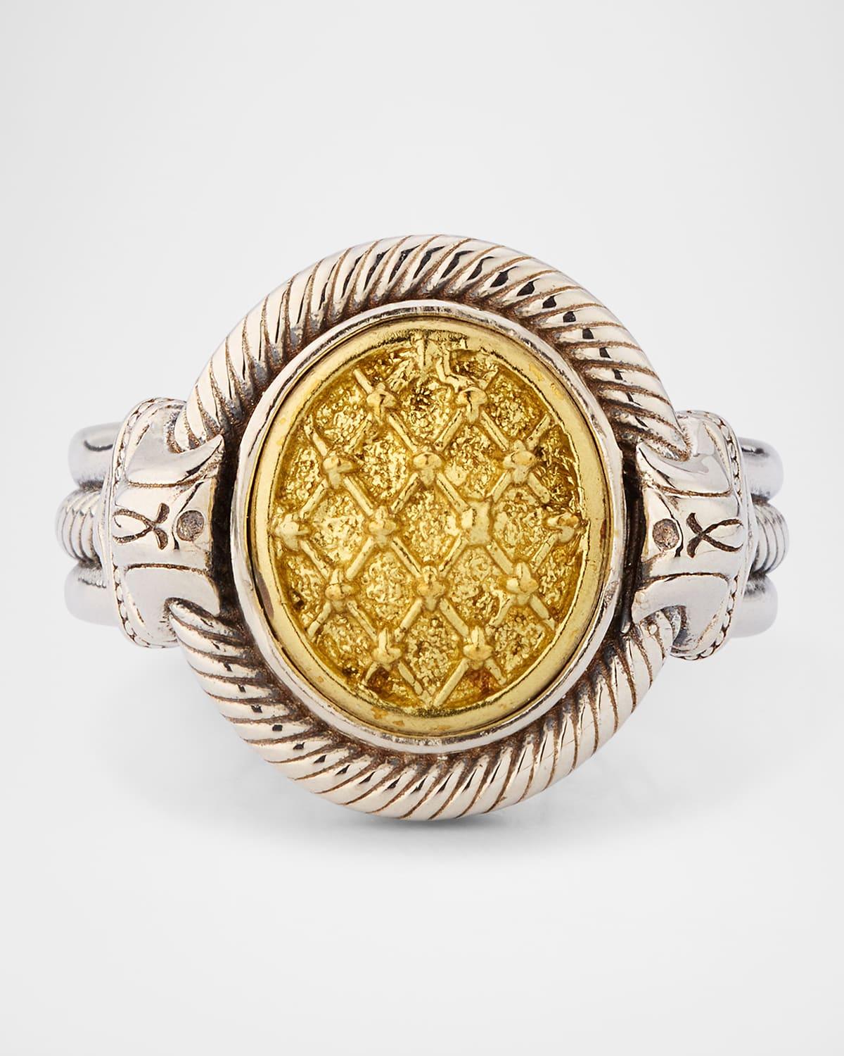 Mens Kavos Sterling Silver and Bronze Signet Ring Product Image