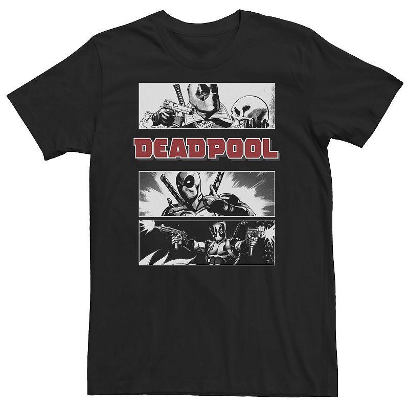 Big & Tall Marvel Deadpool Title Logo Comic Panels Tee, Men's, Size: XXL Tall, Black Product Image