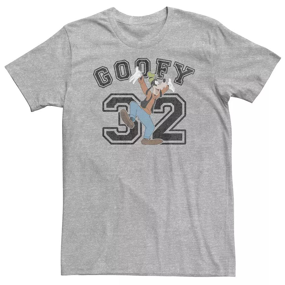 Big & Tall Disney Goofy Varsity Text #32 Portrait Tee, Men's, Size: 3XL, Athletic Grey Product Image