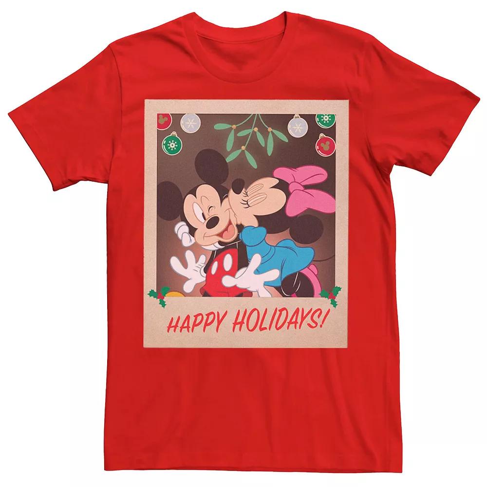 Disney's Mickey And Minnie Happy Holidays Christmas Portrait Men's Tee,  Product Image