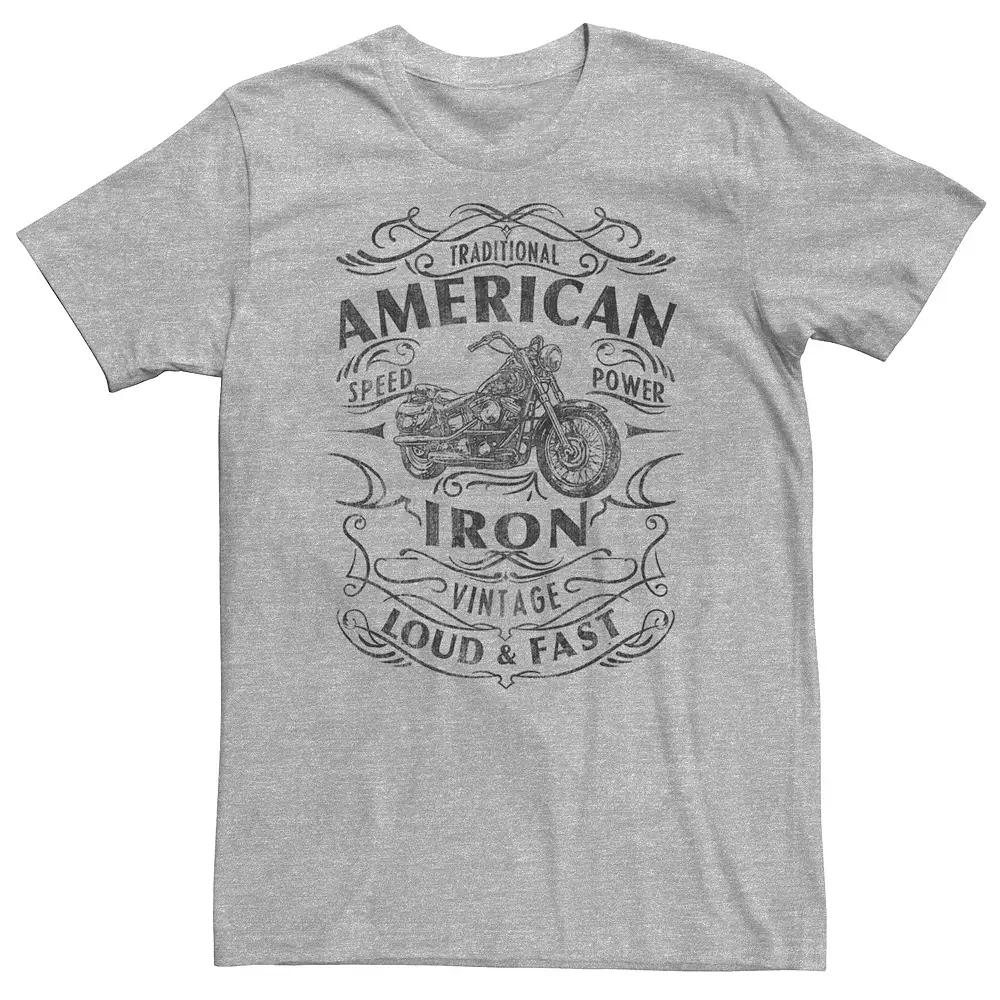 Big & Tall Americana American Iron Loud & Fast Motorcycle Tee, Men's, Size: 3XL Tall, Athletic Grey Product Image