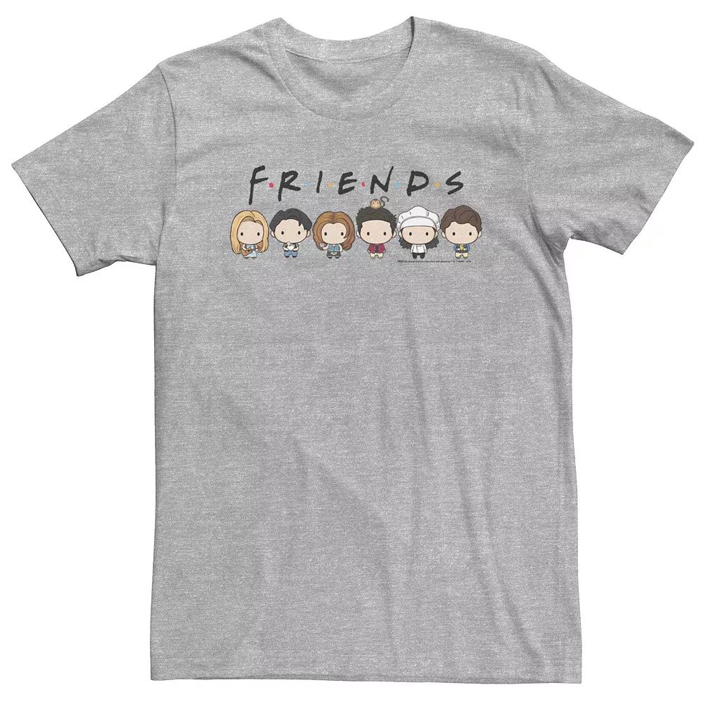 Big & Tall Friends Group Shot Cute Cartoon Style Portrait Line Up Tee, Men's, Size: XXL Tall, Athletic Grey Product Image
