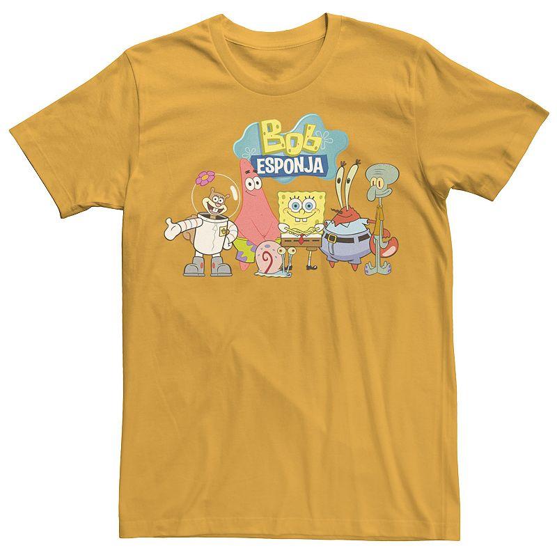 Men's Nickelodeon SpongeBob SquarePants Bob Esponja Happy Group Shot Graphic Tee,  Product Image