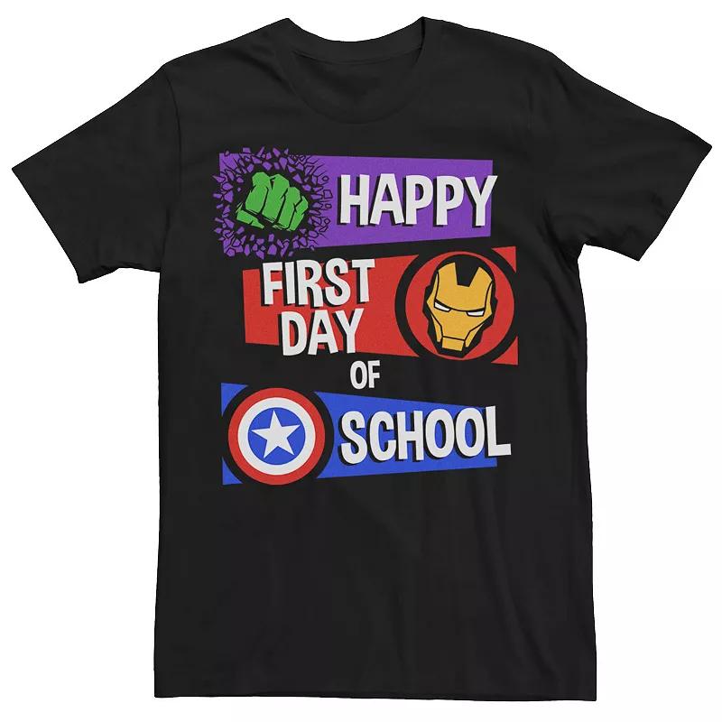 Men's Marvel Avengers Happy First Day Of School Text Tee,  Product Image