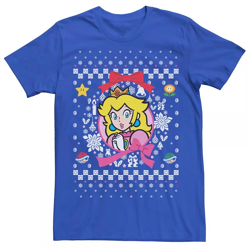 Men's Nintendo Super Mario Peach Classic Ugly Christmas Graphic Tee,  Product Image