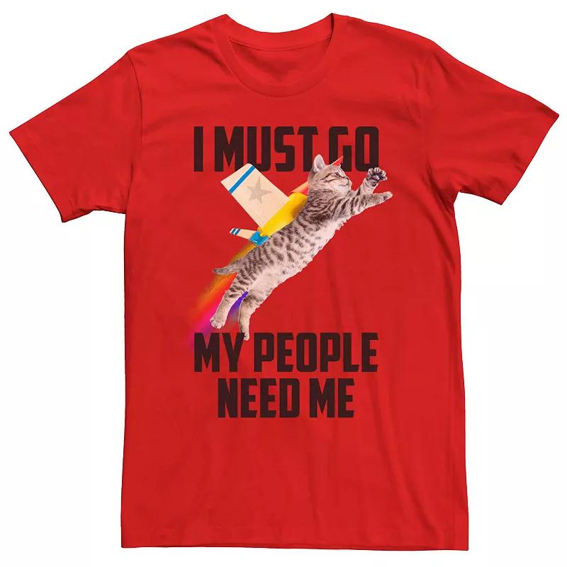 Men's My People Need Me Cat Flying Graphic Tee,  Product Image
