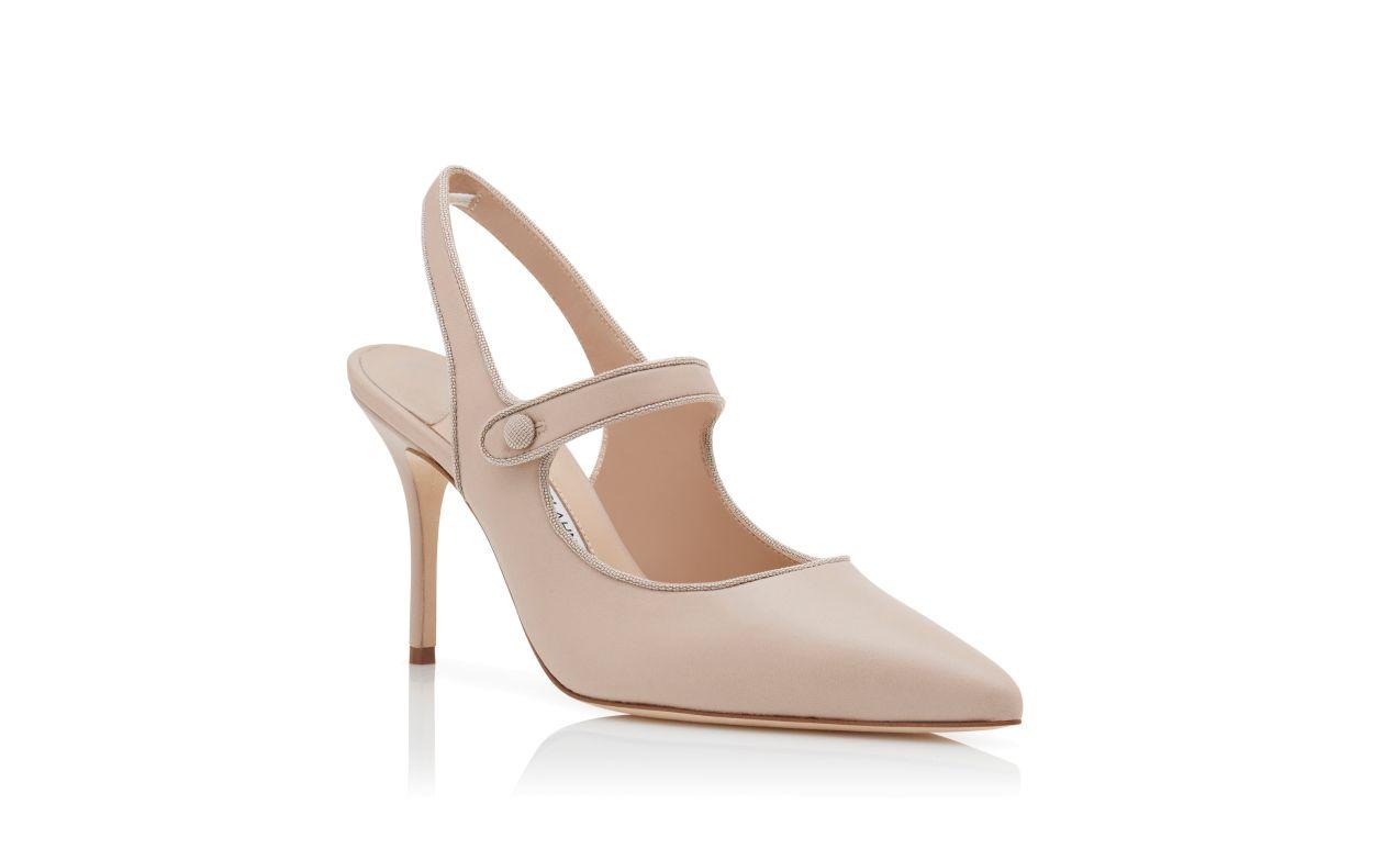 CAMPARISLI Beige Nappa Leather Pointed Toe Slingback Pumps Product Image