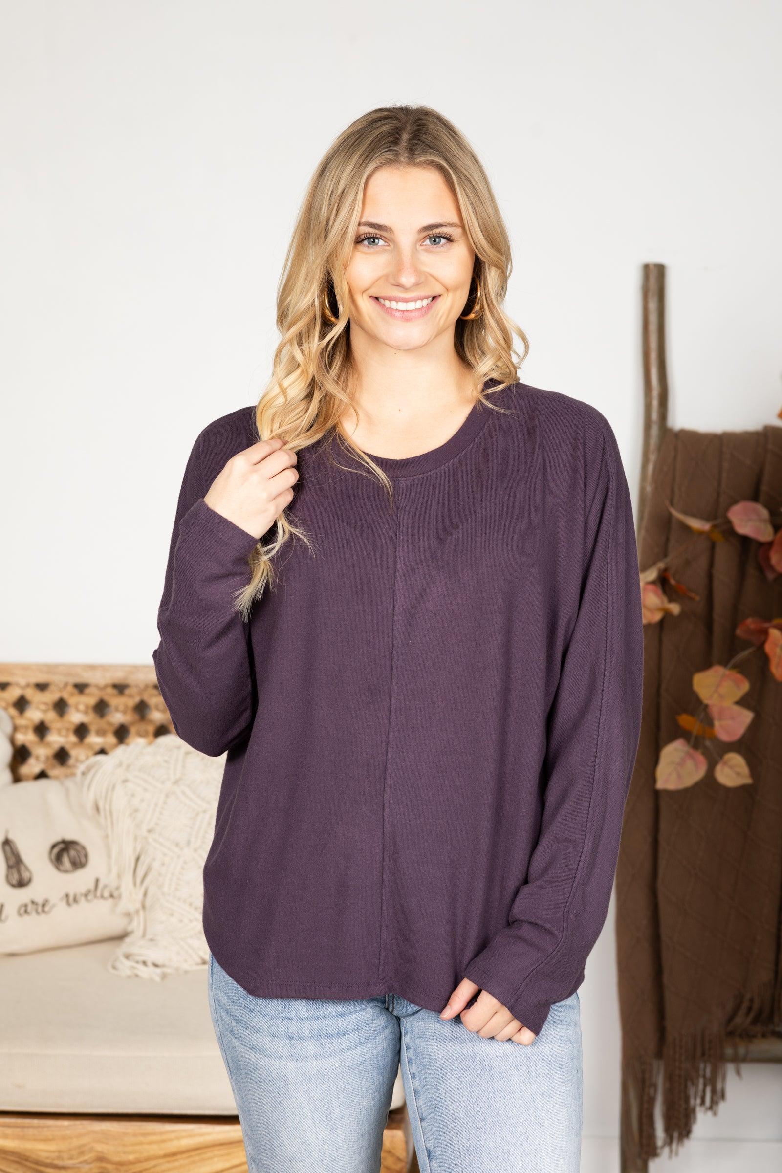 Seam Front Long Sleeve Knit Top Product Image