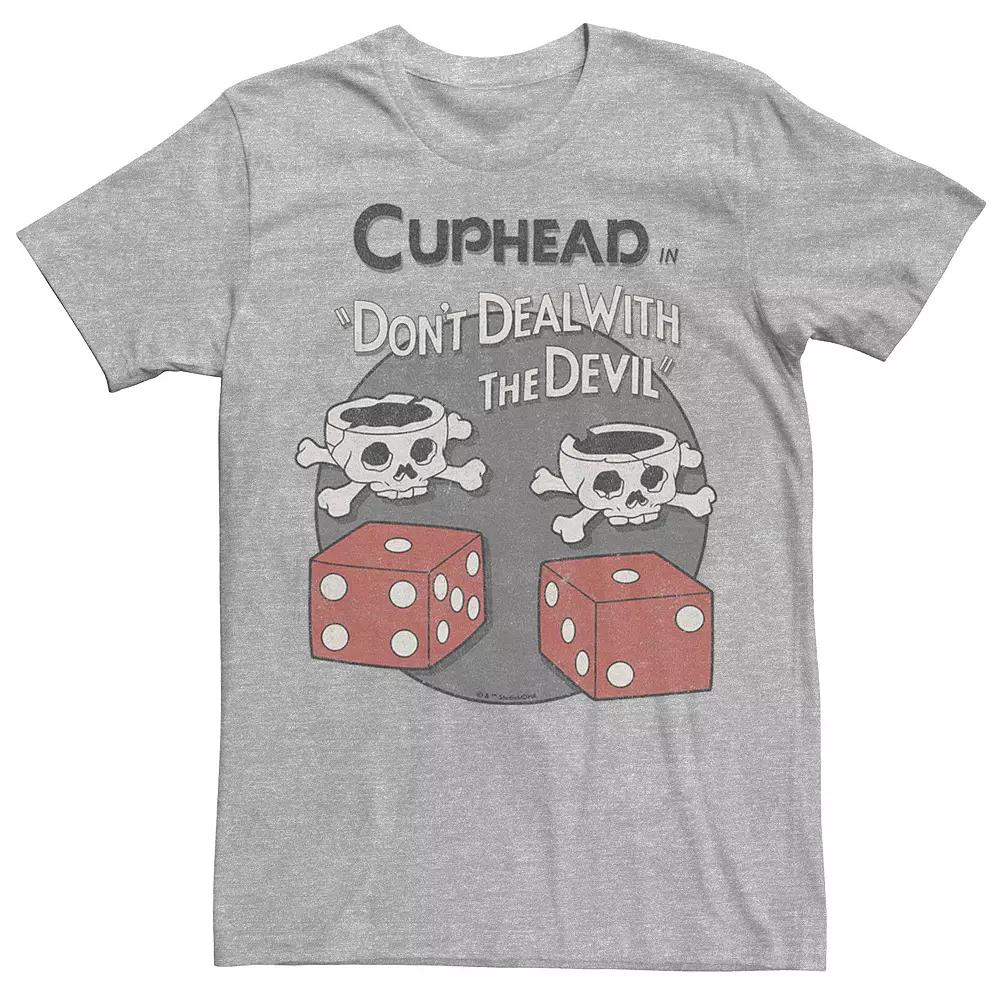 Men's Cuphead Bones And Devil Dice Graphic Tee, Size: 3XL, Athletic Grey Product Image