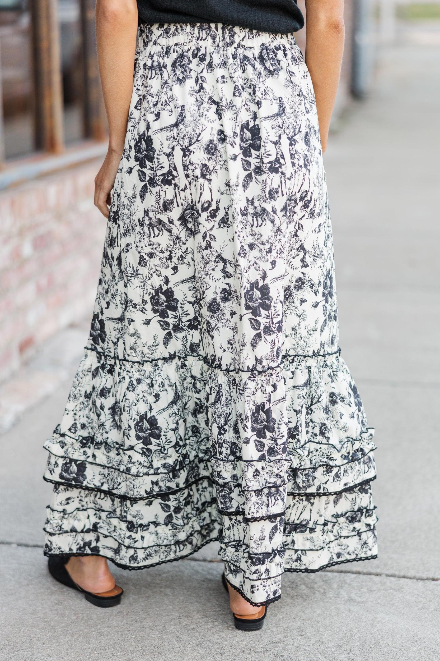 Make Your Day Cream Toile Midi Skirt Female Product Image