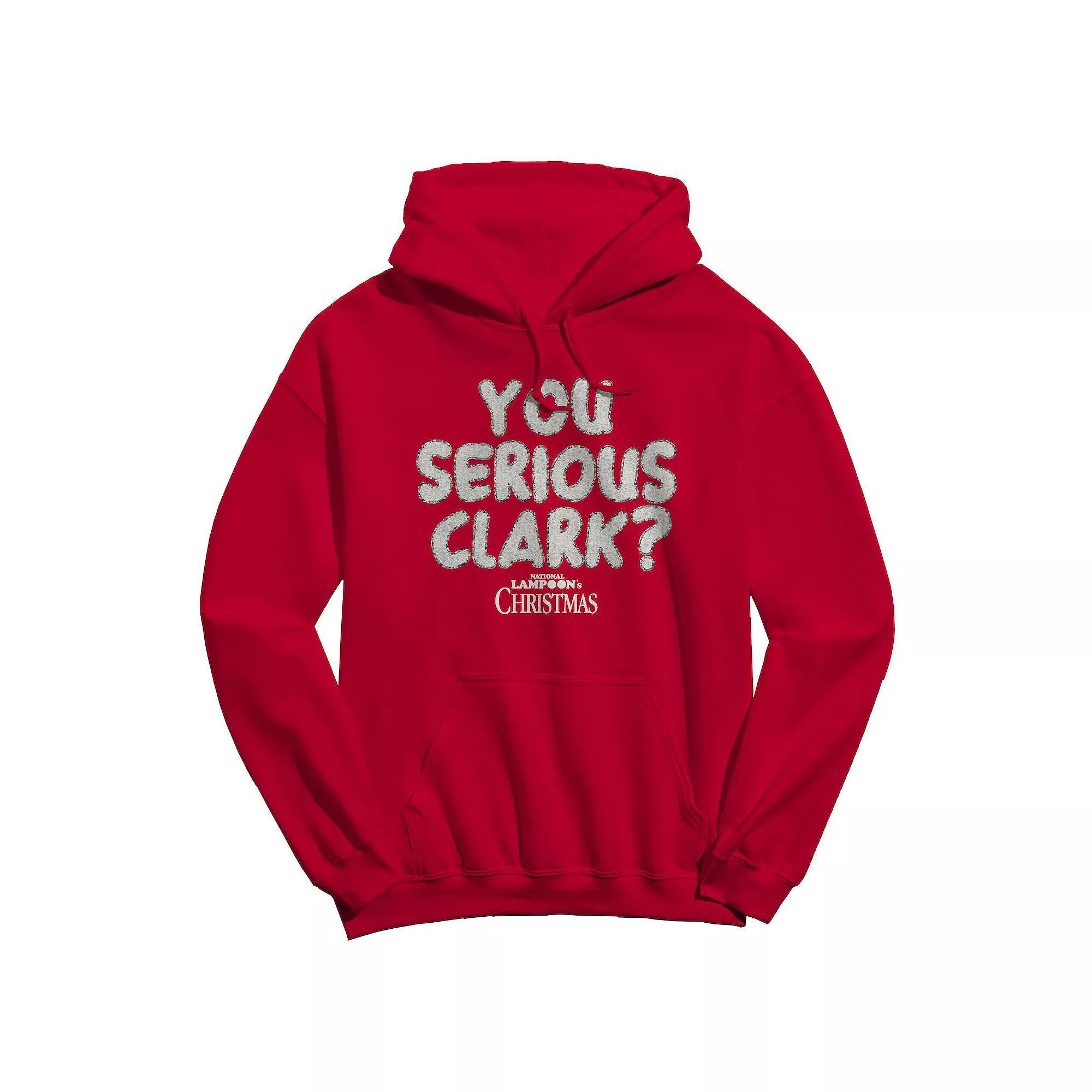 Men's You Serious Clark Text National Lampoon's Christmas Vacation Graphic Hoodie, Size: Medium, Red Product Image