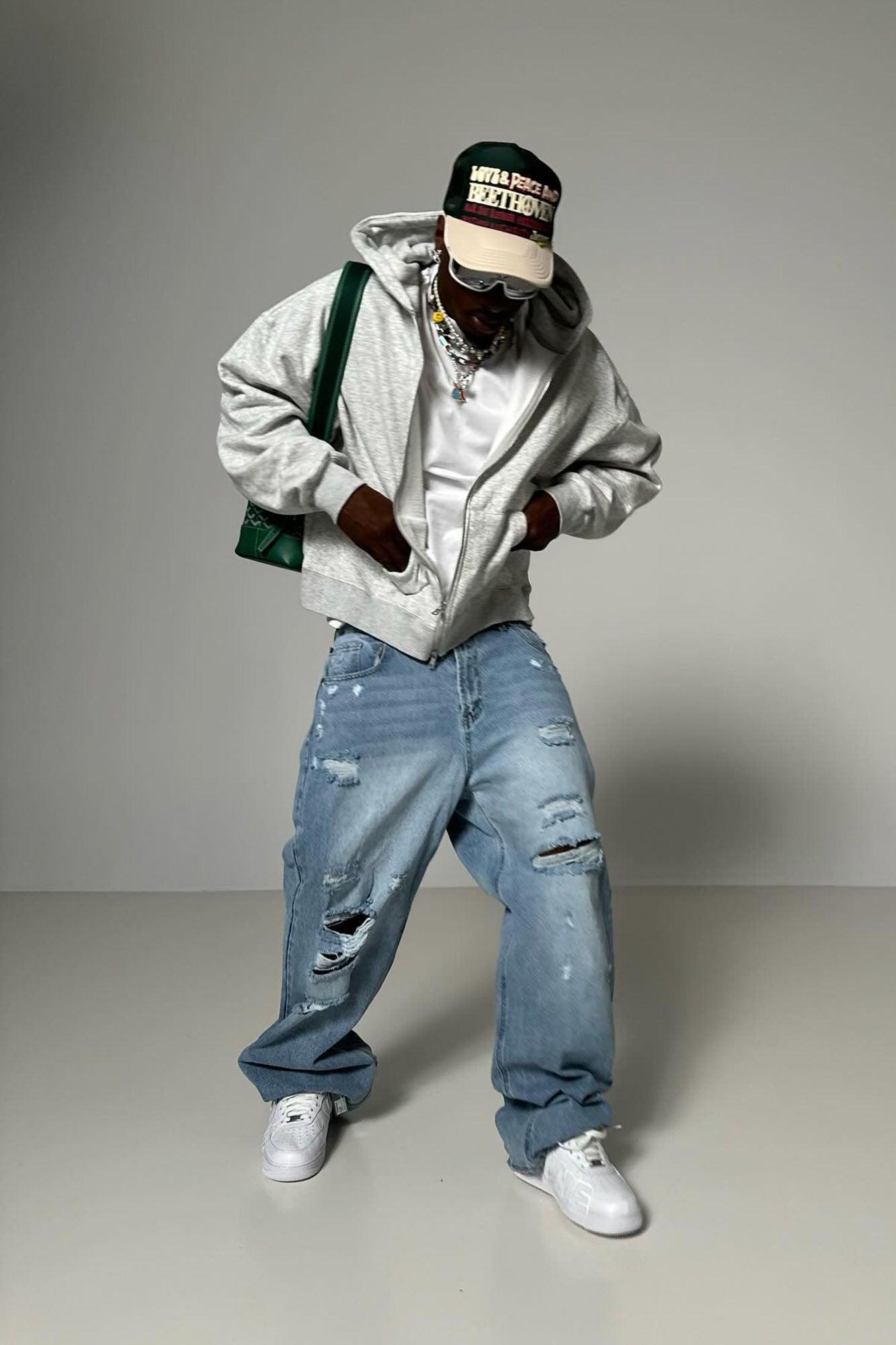 Tyson Oversized Heavyweight Zip Up - Heather Grey Product Image