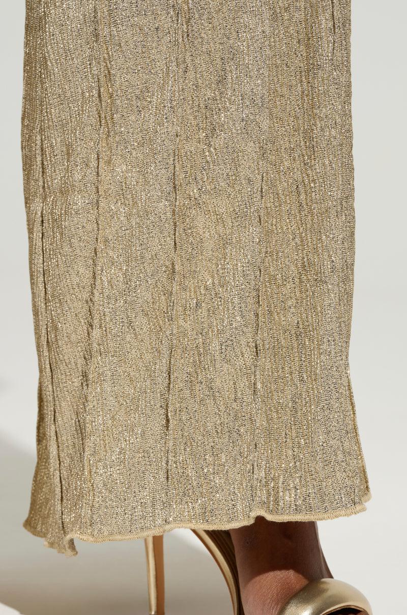 FEELING GODLY PLEATED HIGH WAIST PANT IN GOLD Product Image