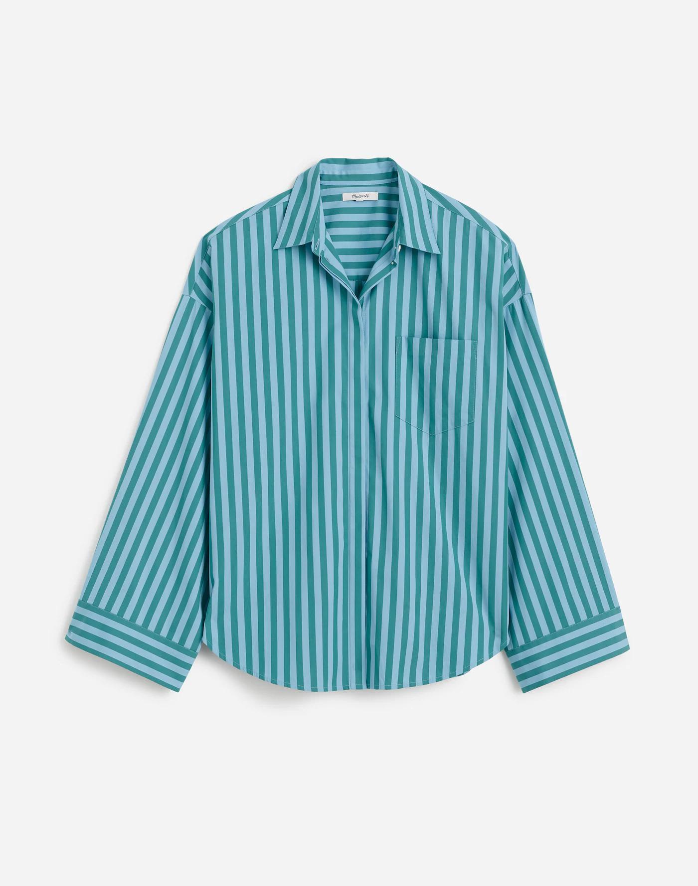 Boxy Button-Up Shirt in Stripe Product Image