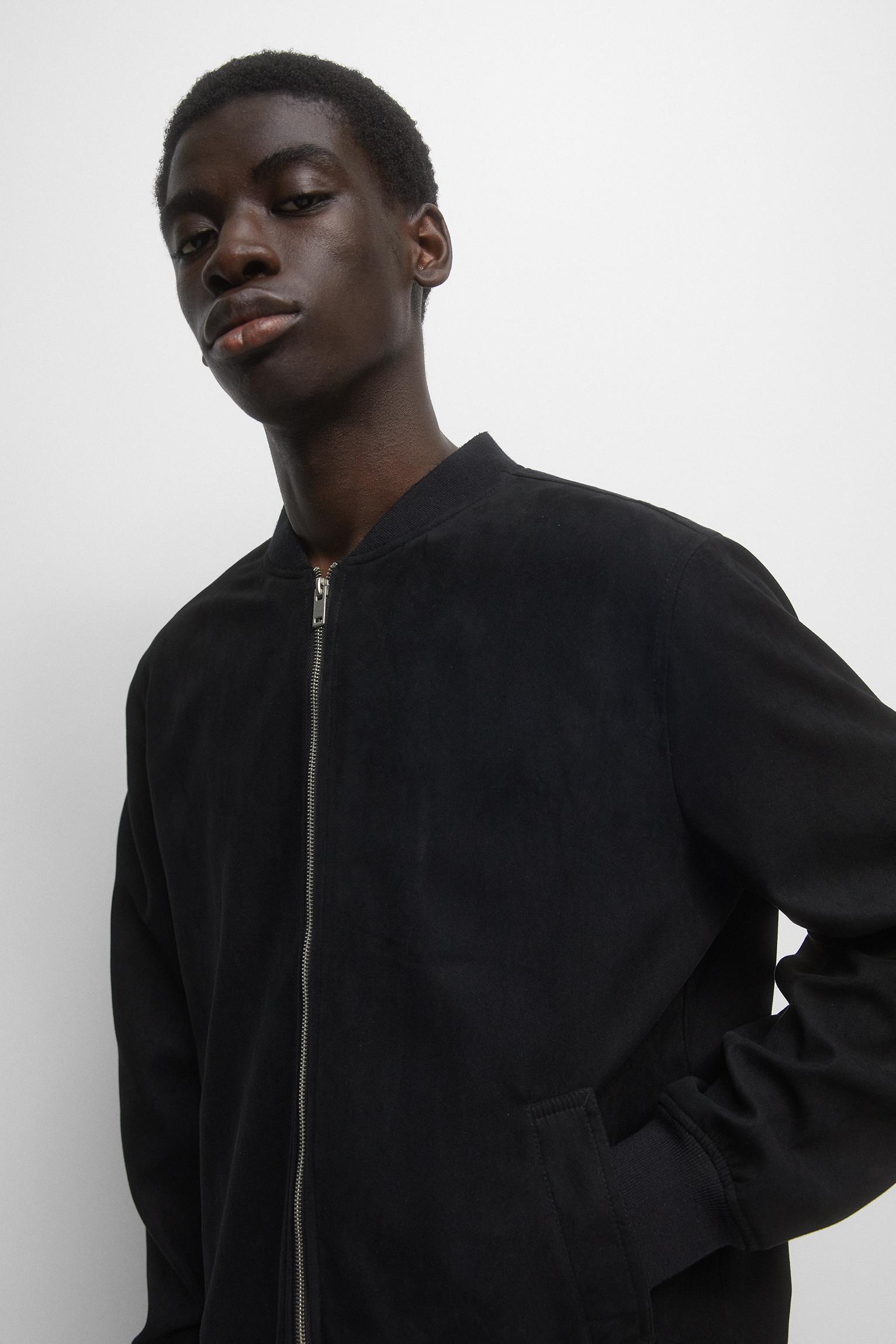 Faux suede bomber jacket Product Image