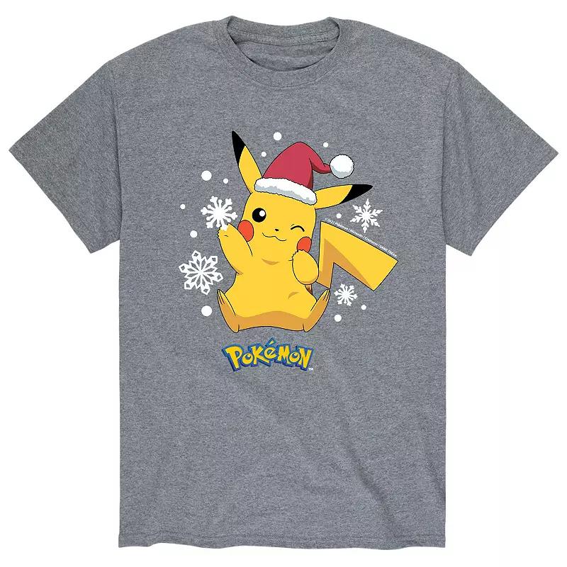 Men's Pokemon Santa Hat Snowflakes Tee,  Product Image
