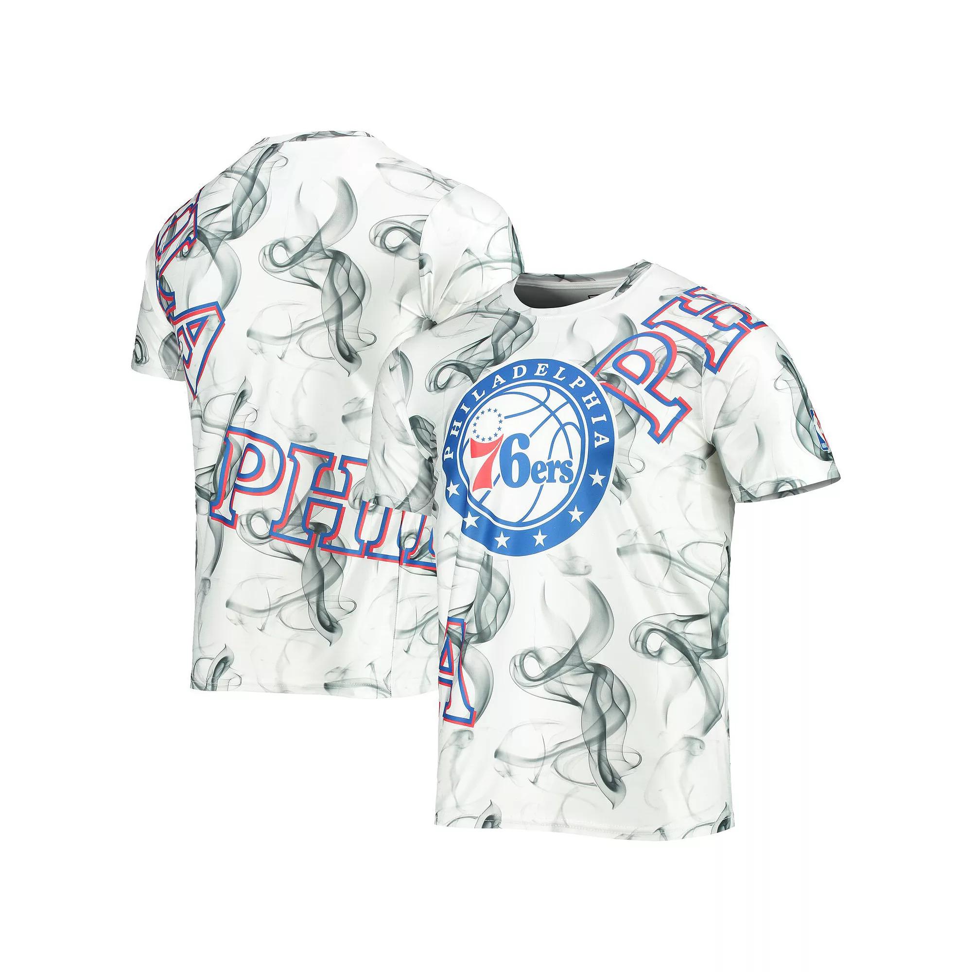 Men's FISLL White/Black Philadelphia 76ers Asymmetric Bold Smoke T-Shirt,  Product Image