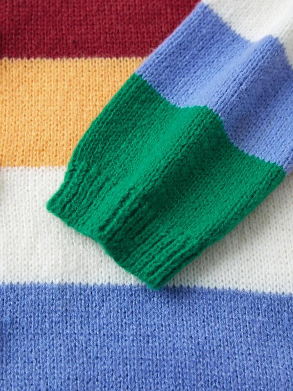 Contrast Color Rainbow Stripe Cardigan Product Image