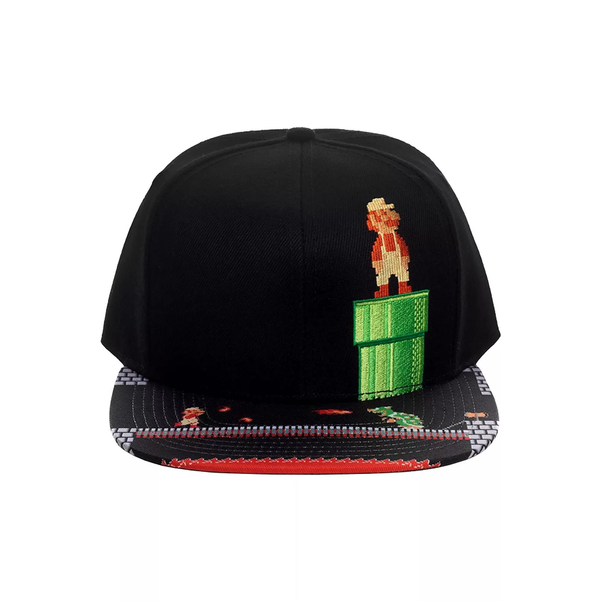 Men's Super Mario Printed Bill Baseball Cap, Black Product Image