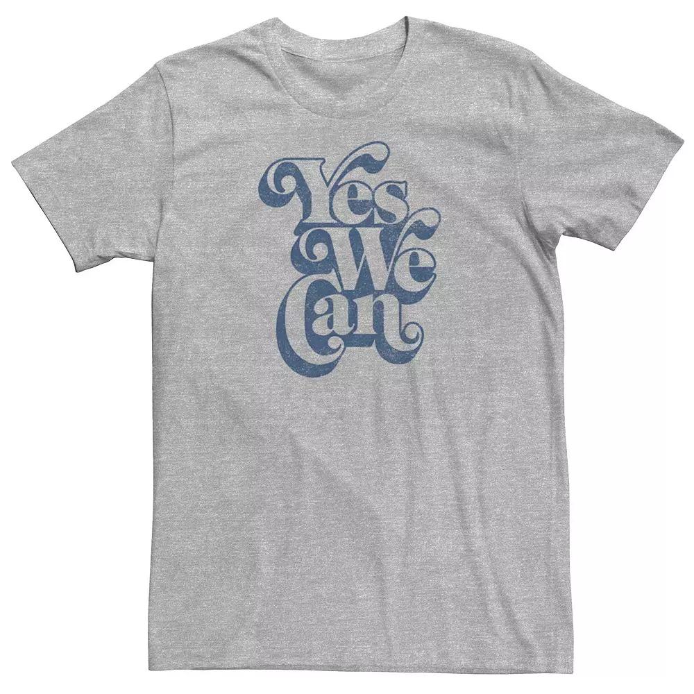 Men's Yes We Can Retro Outline Text Tee, Size: 3XL, Athletic Grey Product Image