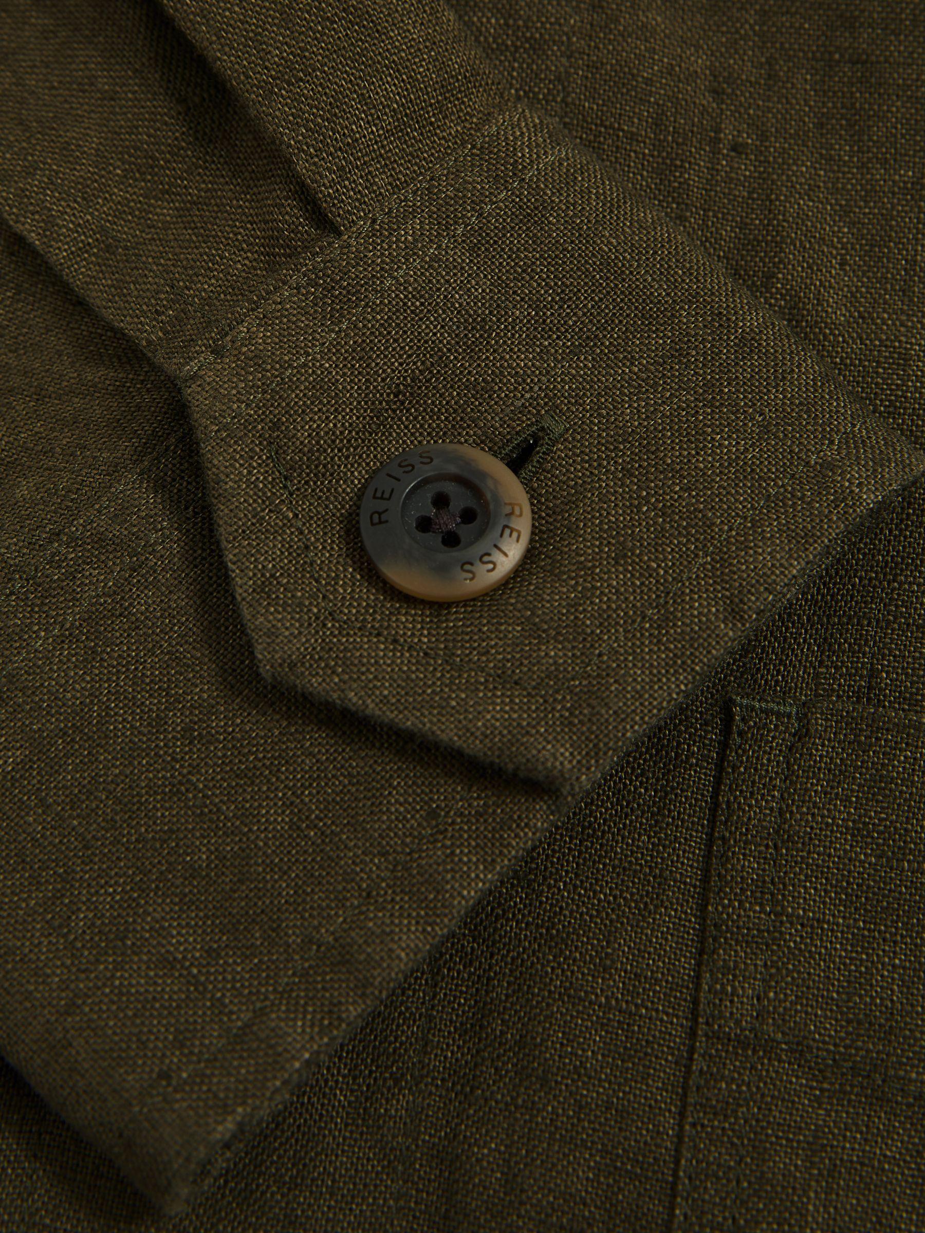 Linen Worker Jacket in Khaki Product Image