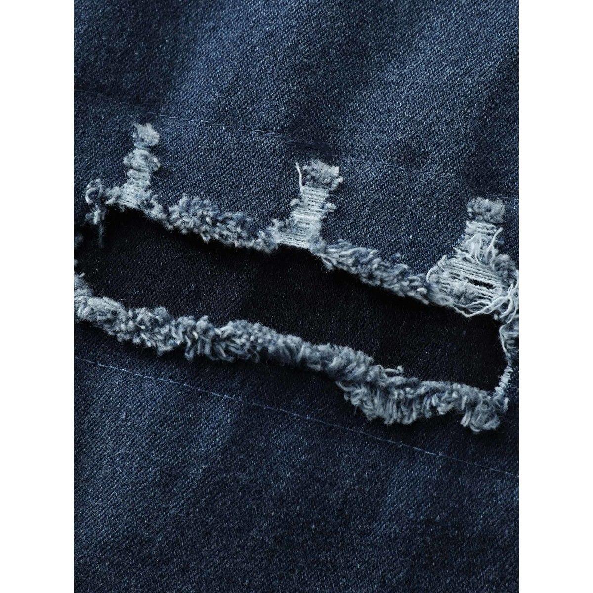 Plus Size Stretchy Crown Ripped Straight-Leg Jeans Women Denimindigo Leisure Cut-Out High stretch Slanted pocket Jeans BloomChic 14/1X Product Image