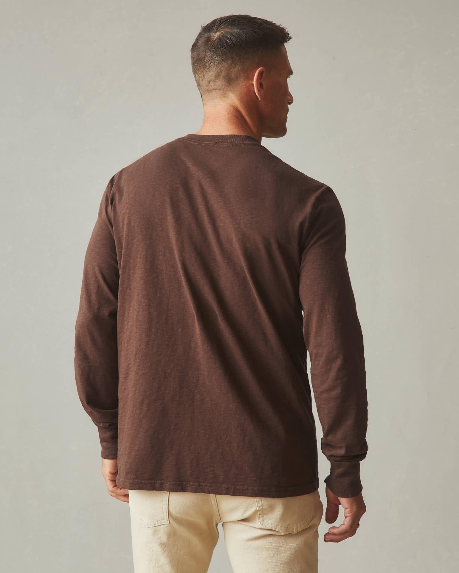 Men's Premium Slub Long Sleeve Henley - Chicory Coffee Product Image