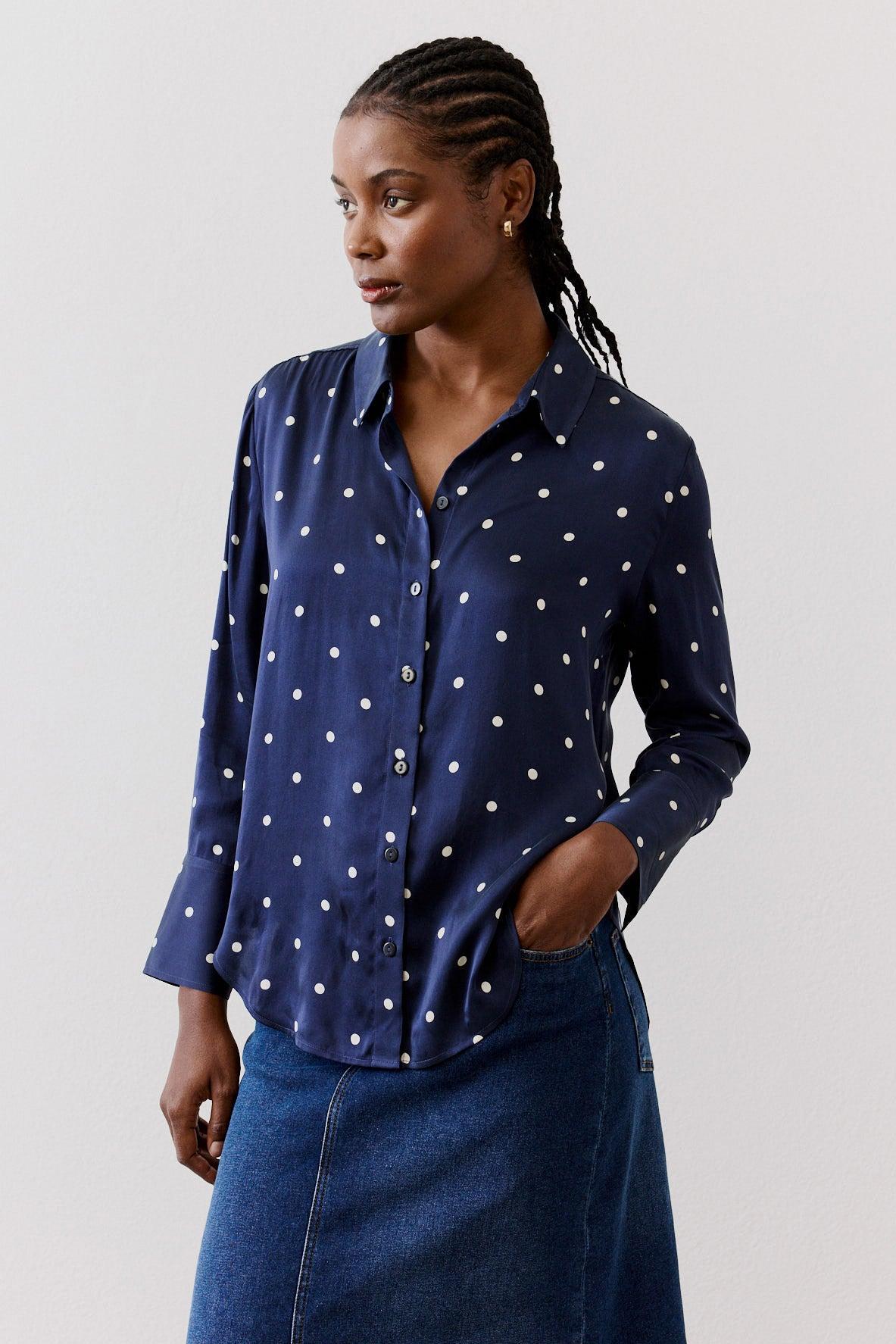 Shift Your Gaze Silk Button Down Blouse Product Image