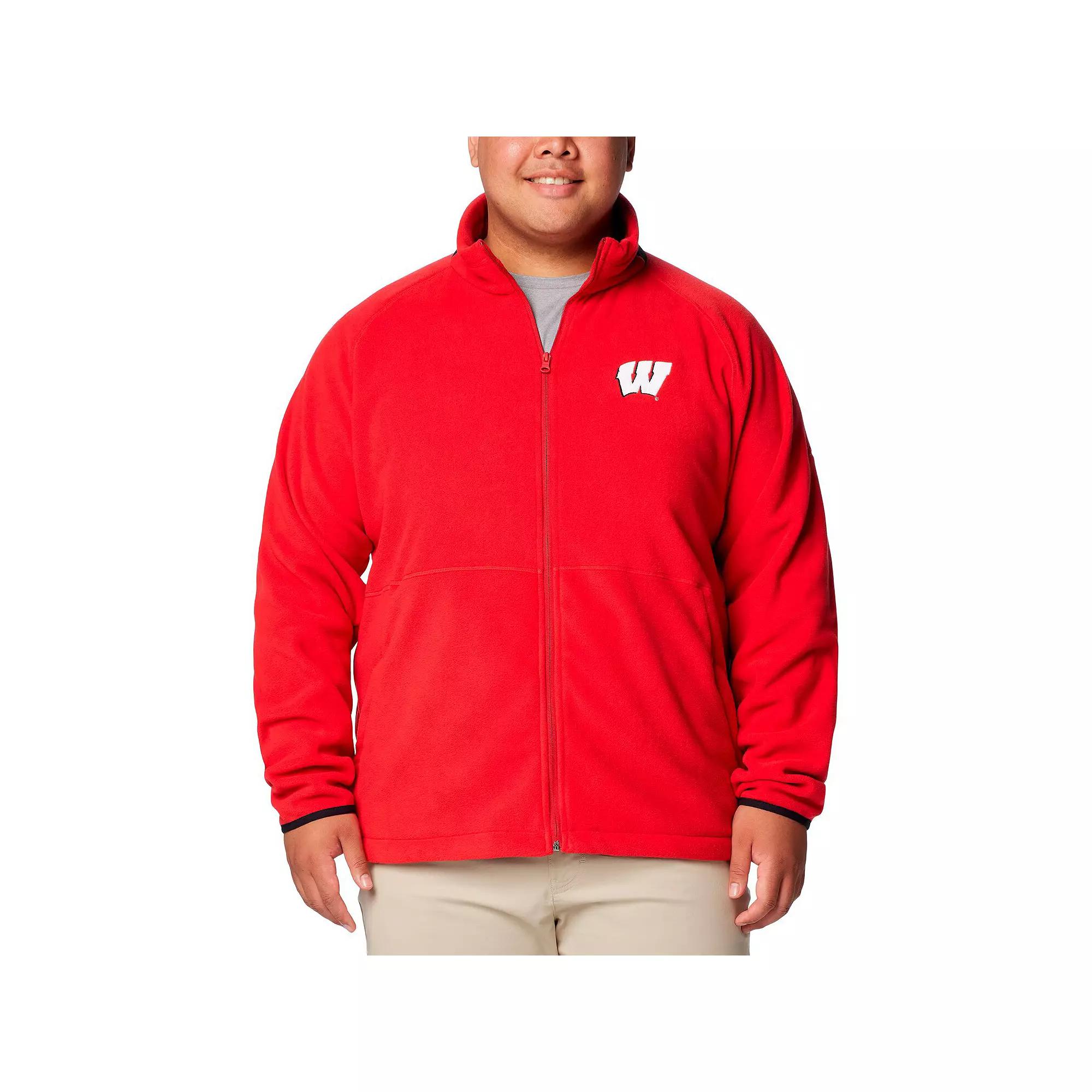 Men's Columbia  Red Wisconsin Badgers Big & Tall Flanker�� IV Fleece Raglan Full-Zip Jacket, Size: 4XB Product Image