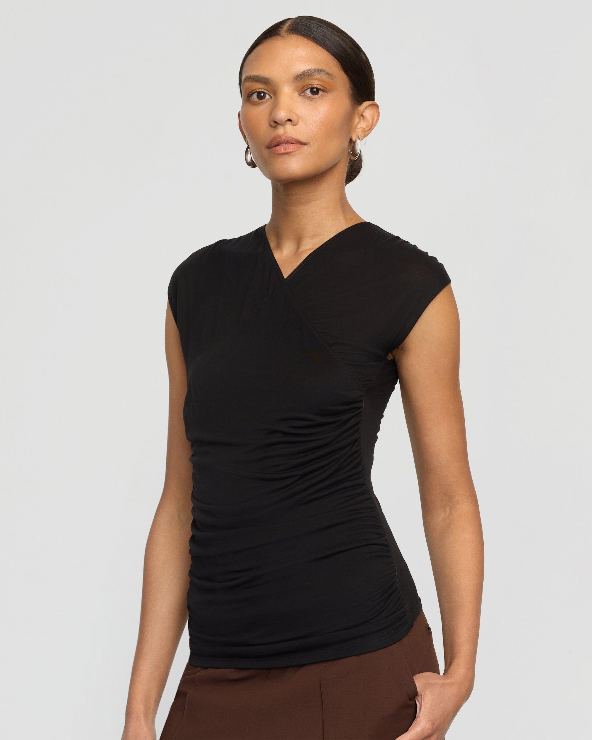 Lila Tencel Wrap-Neck Tee Product Image