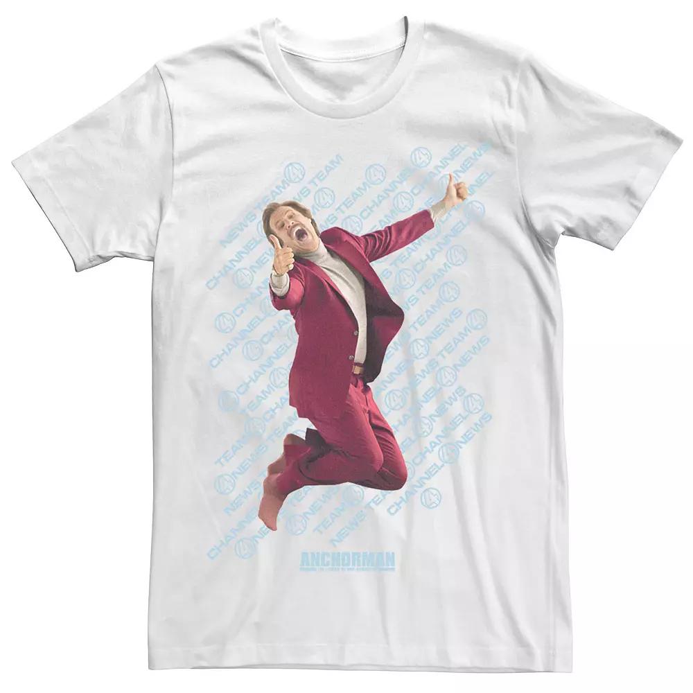 Men's Anchorman Ron Jumping For Joy Channel Four Logo Yellow Text Tee,  Product Image