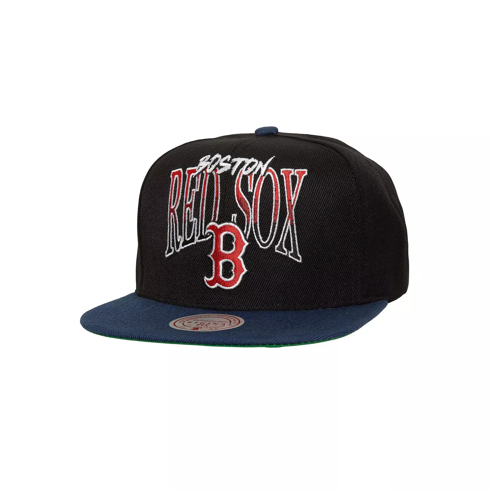 Men's Mitchell & Ness Black Boston Red Sox Rise Up Snapback Hat Product Image