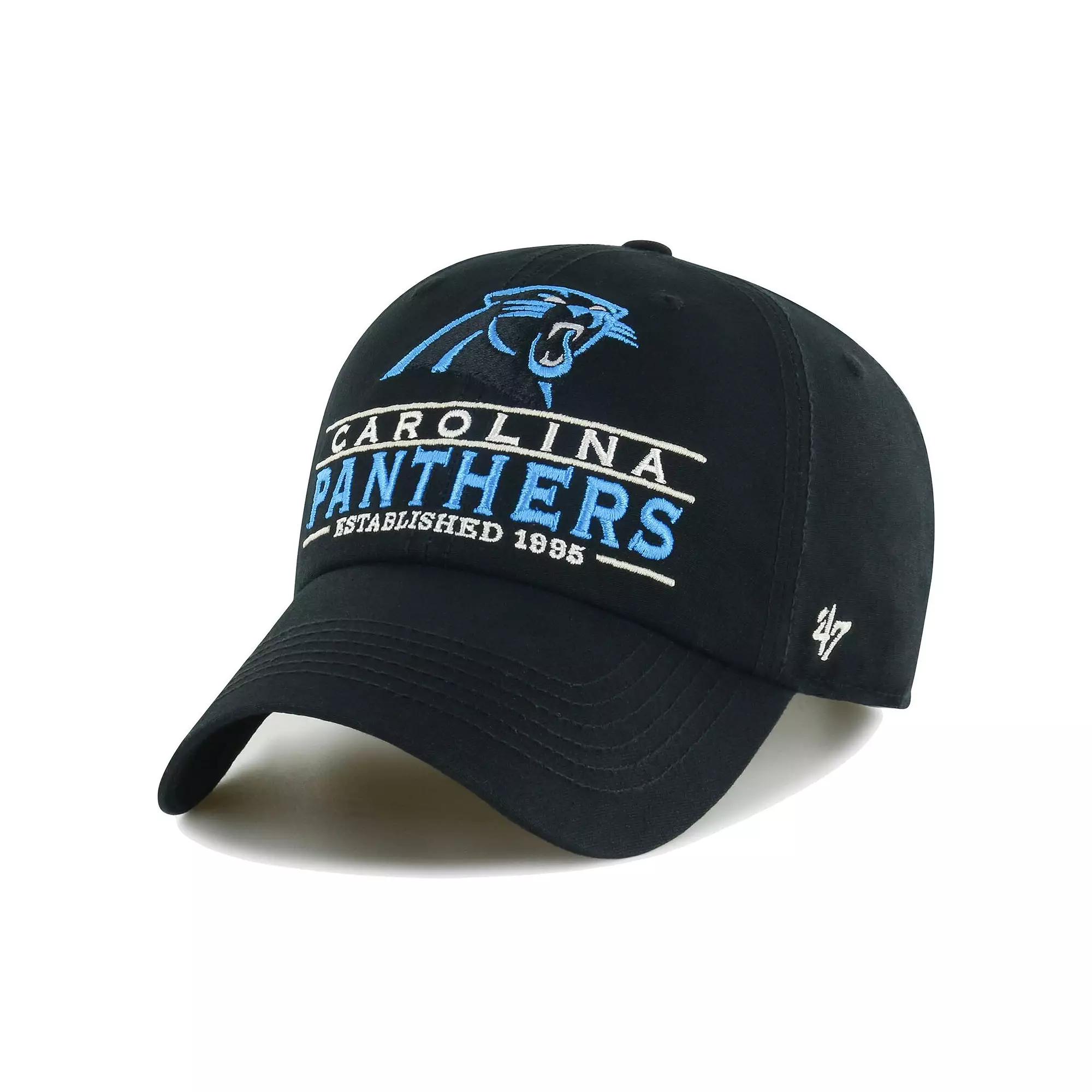 Men's '47 Black Carolina Panthers Vernon Clean Up Adjustable Hat Product Image