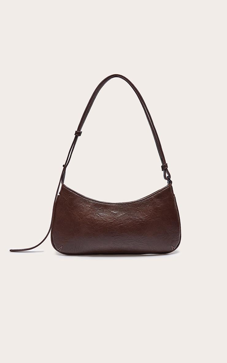 Brown Textured PU Baguette Shoulder Bag Product Image