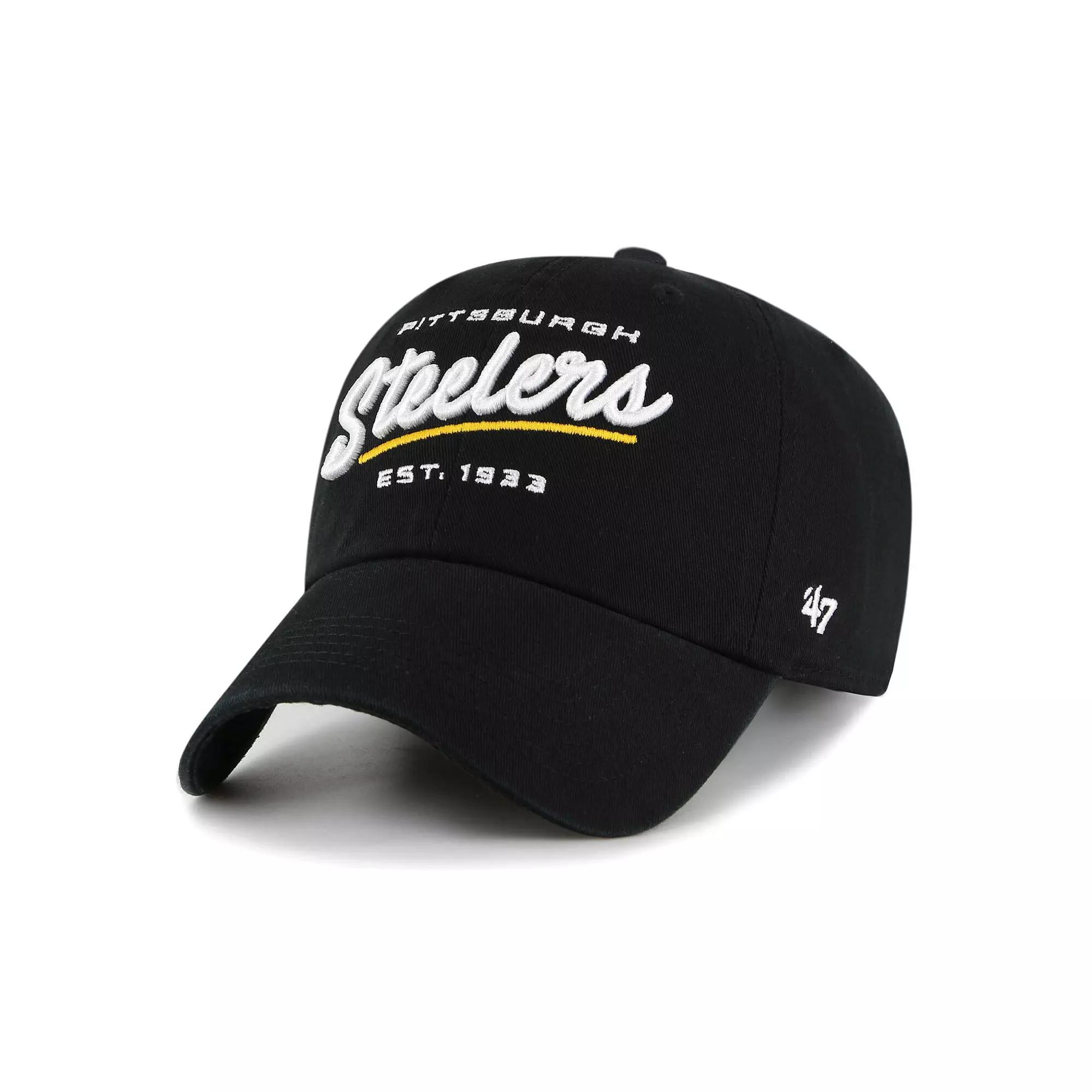 Women's '47 Black Pittsburgh Steelers Sidney Clean Up Adjustable Hat Product Image