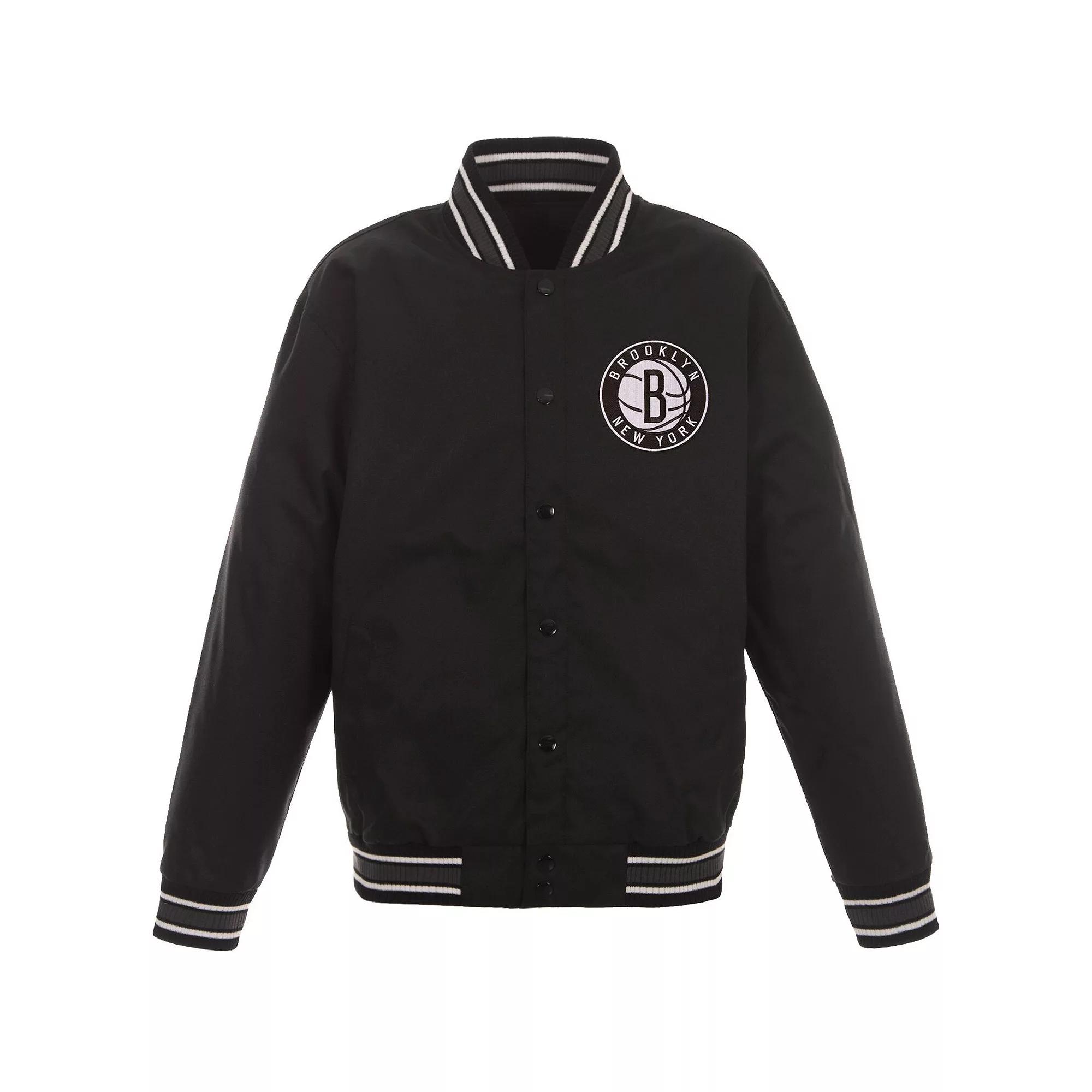 Women's JH Design Black Brooklyn Nets Plus Size Poly Twill Full-Snap Jacket, Size: 2XL Product Image