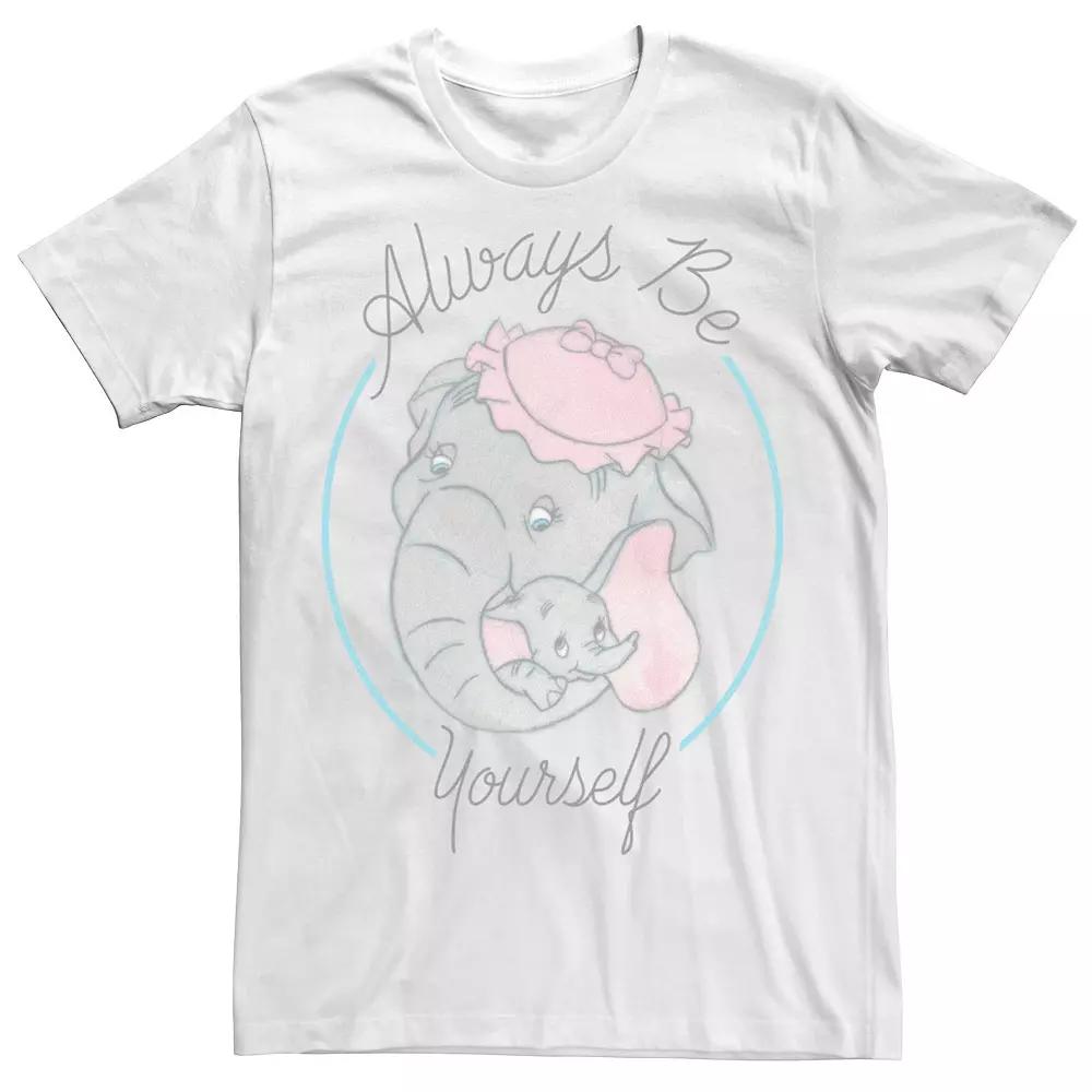 Disney's Dumbo And Mom "Always Be Yourself" Portrait Men's Tee, Size: XL, White Product Image
