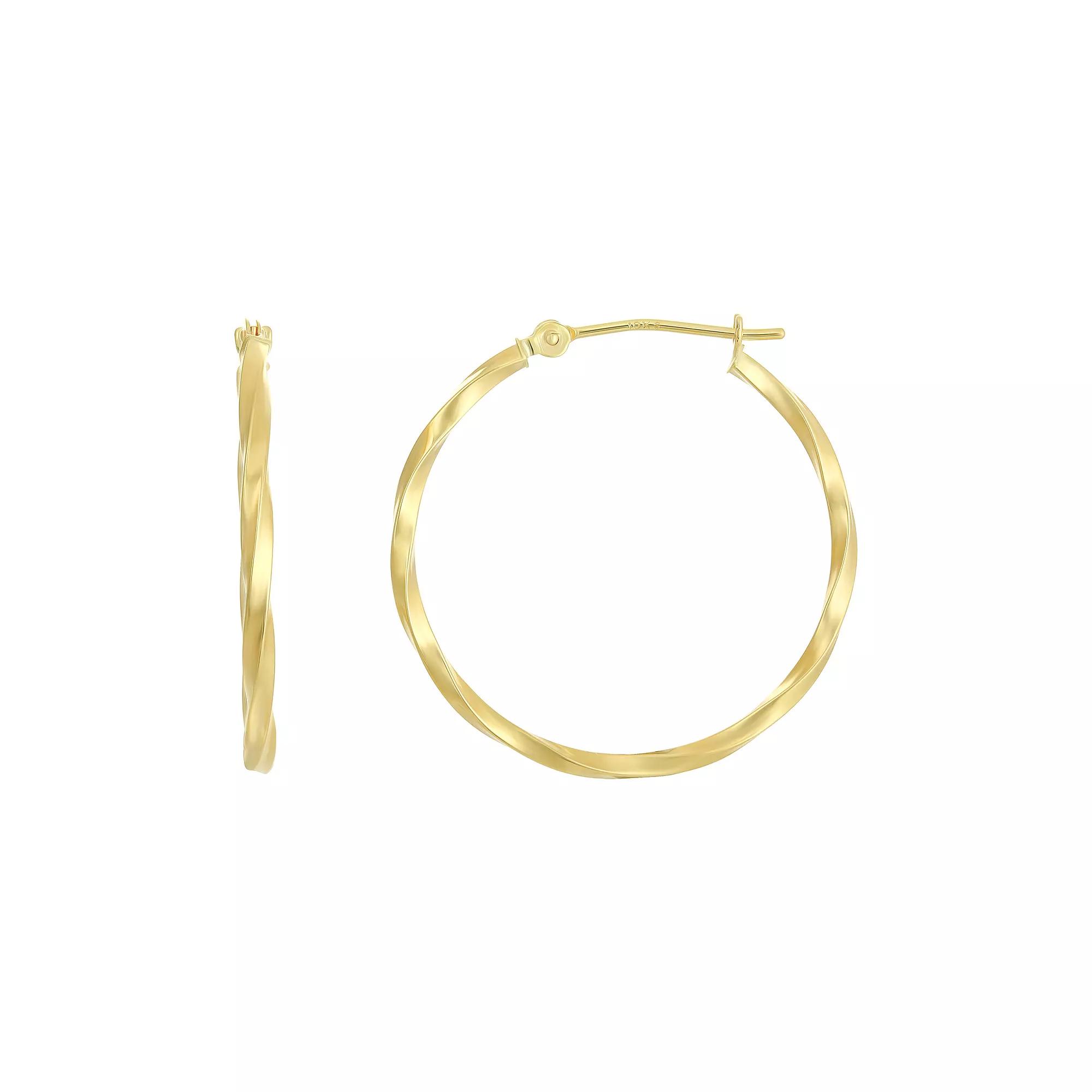 Taylor Grace 10k Gold Diamond Cut Twist Hoop Earrings, Women's Product Image