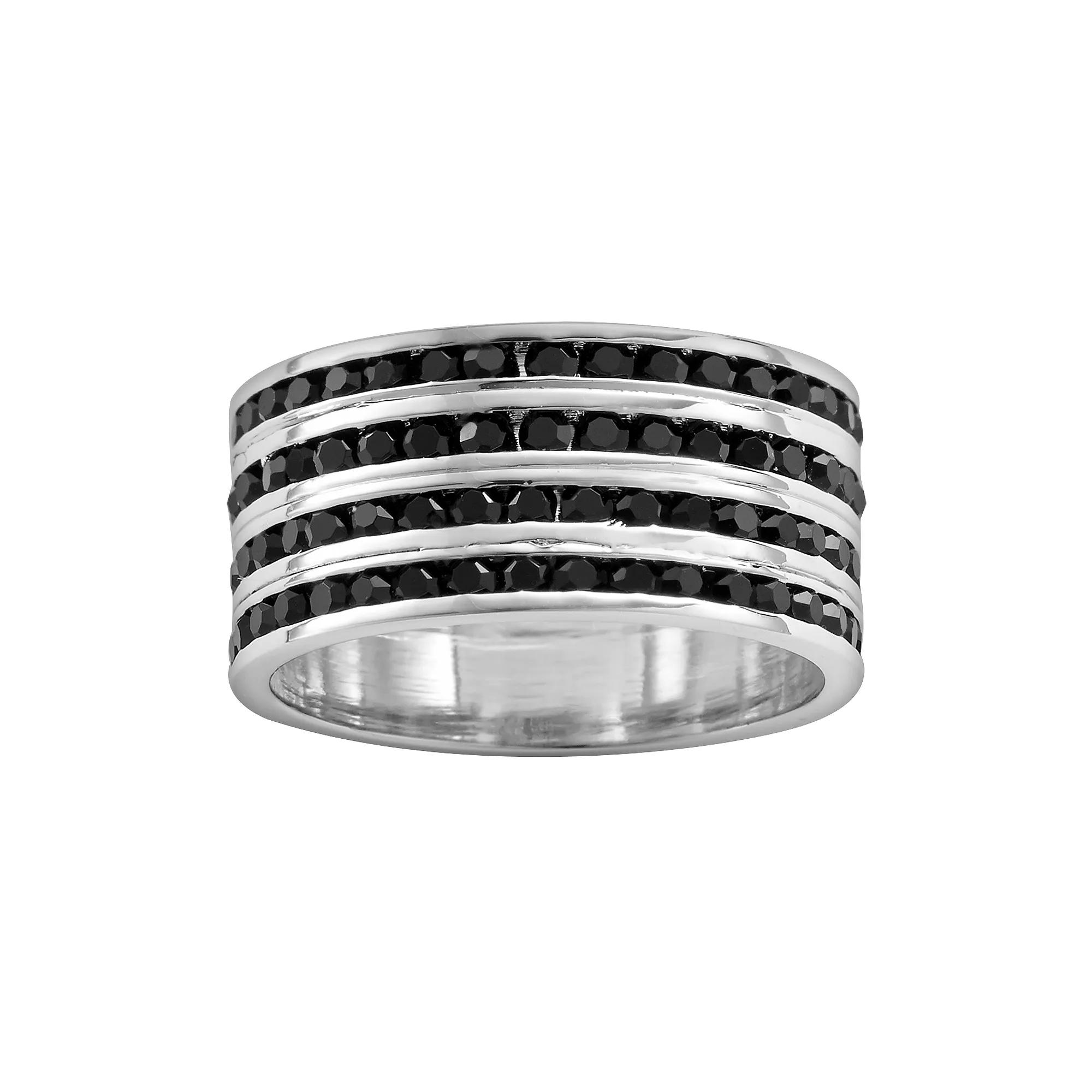 Traditions Jewelry Company Sterling Silver Crystal Eternity Ring, Women's, Size: 9, Black Product Image