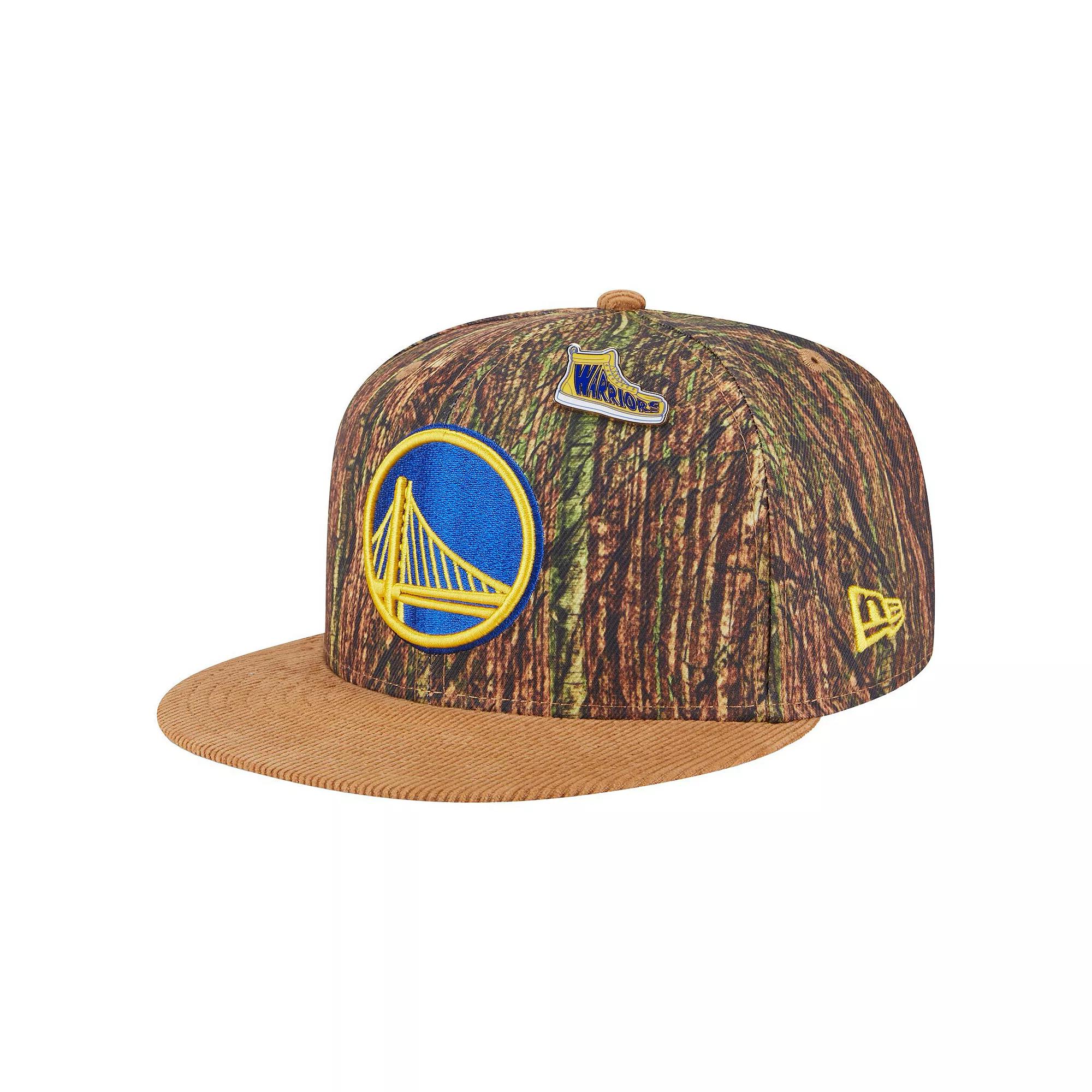 Men's New Era  Camo Golden State Warriors Victory Grove Forest Sneaker Pin 9FIFTY Snapback Hat, Green Product Image
