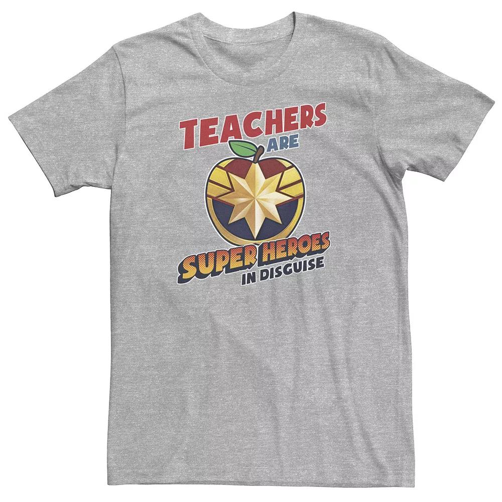 Big & Tall Marvel Teachers Are Super Heroes In Disguise Captain Marvel Tee, Men's, Size: 4XL, Athletic Grey Product Image