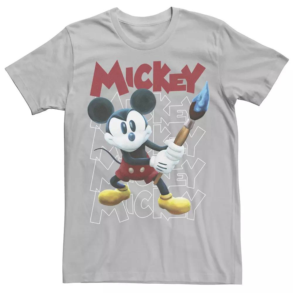 Disney's Epic Mickey Men's Portrait Word Stack Tee, Size: Large, Silver Product Image