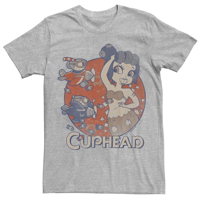 Mens Cuphead Bombs Away Tee Athletic Grey Product Image