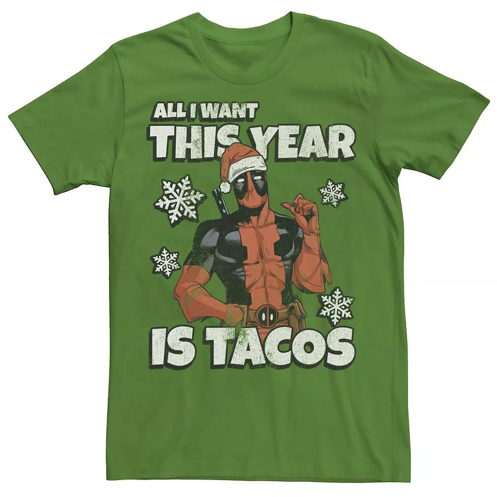 Men's Marvel Deadpool Santa Hat "I Want Tacos" Graphic Tee,  Product Image