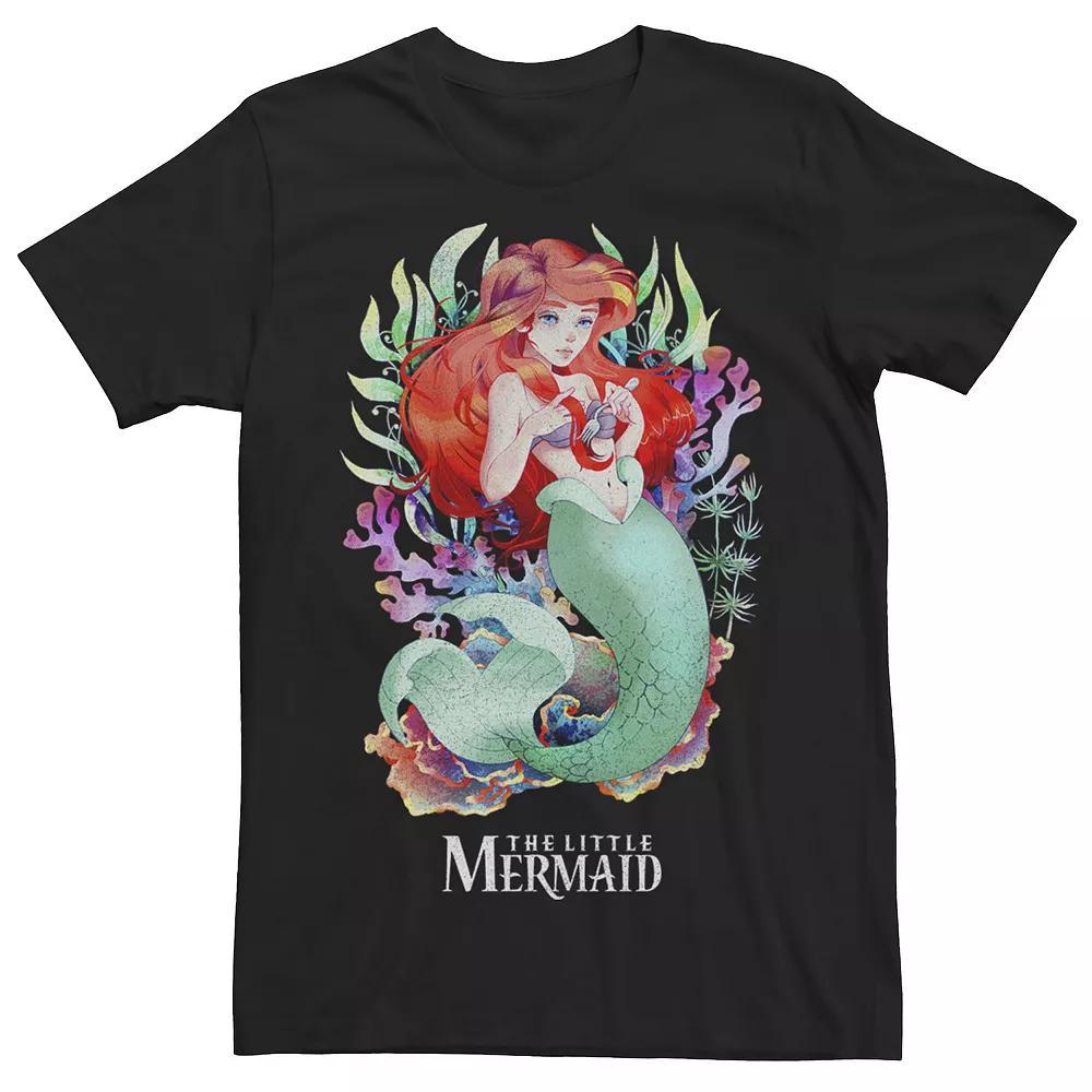 Disney's Little Mermaid Men's Watercolor Anime Style Tee,  Product Image