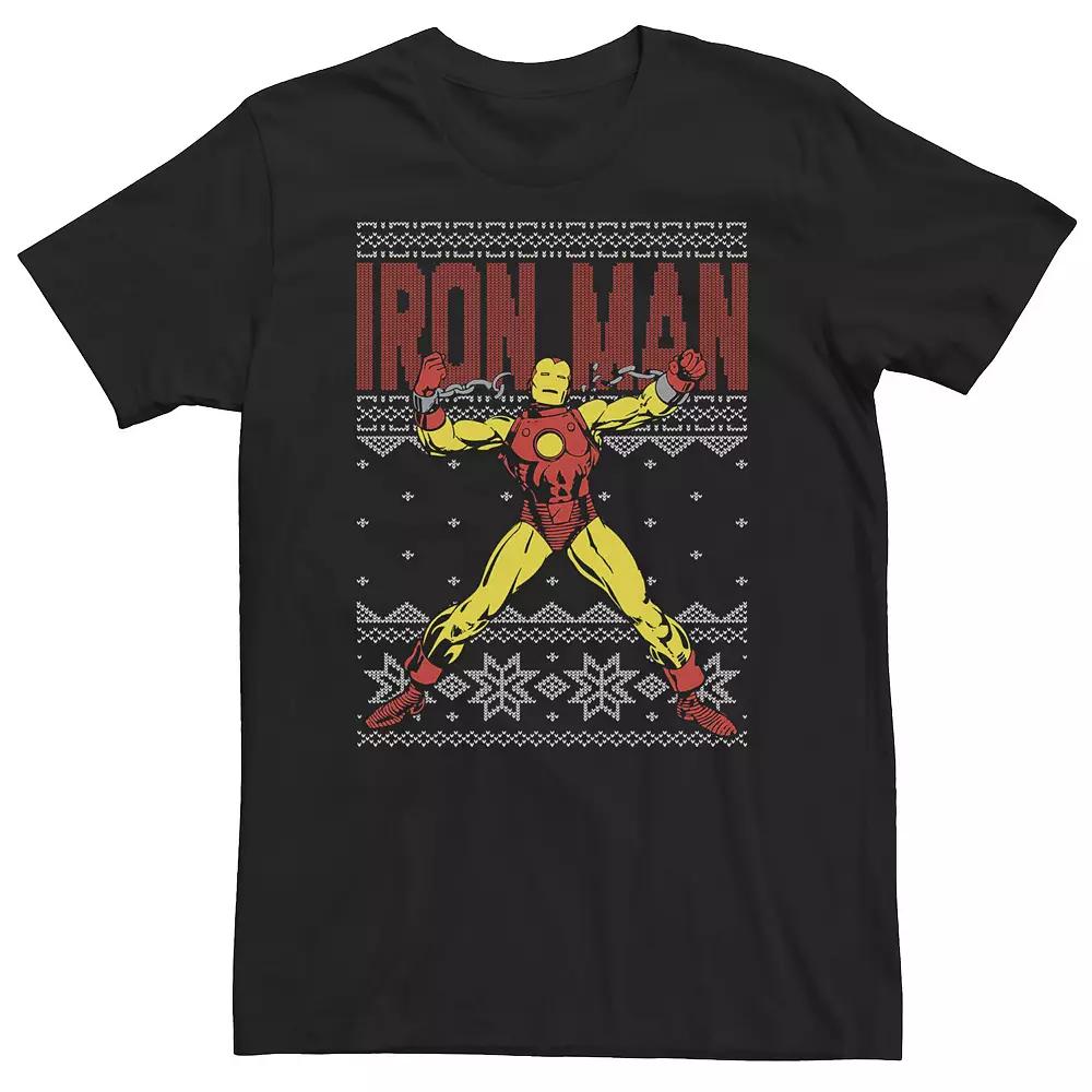 Big & Tall Marvel Iron Man Retro Ugly Christmas Sweater Tee, Men's,  Product Image
