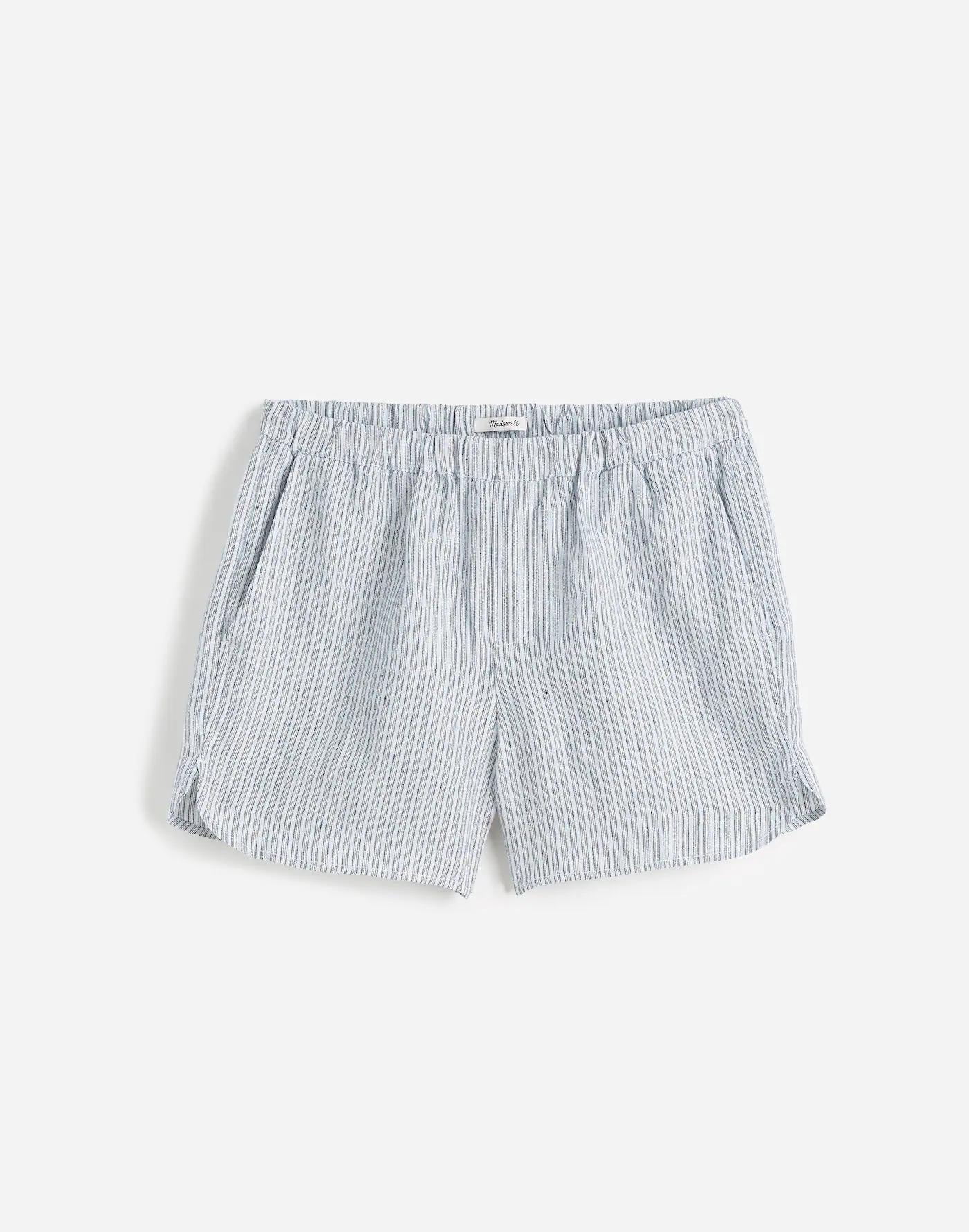Curved Hem Pull-On Shorts in 100% Linen Product Image