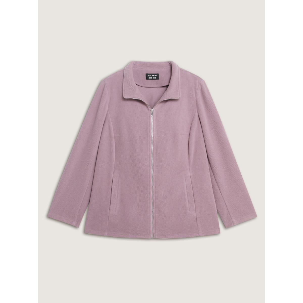 Plus Size Velvety-Feel Pockets Zipper Jacket Women Lilac Leisure Ladies Casual Winter Coats BloomChic 10/M Product Image
