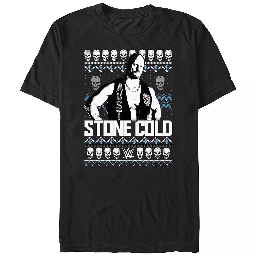Big & Tall WWE Stone Cold Christmas Sweater Graphic Tee, Men's, Size: 3XL, Black Product Image