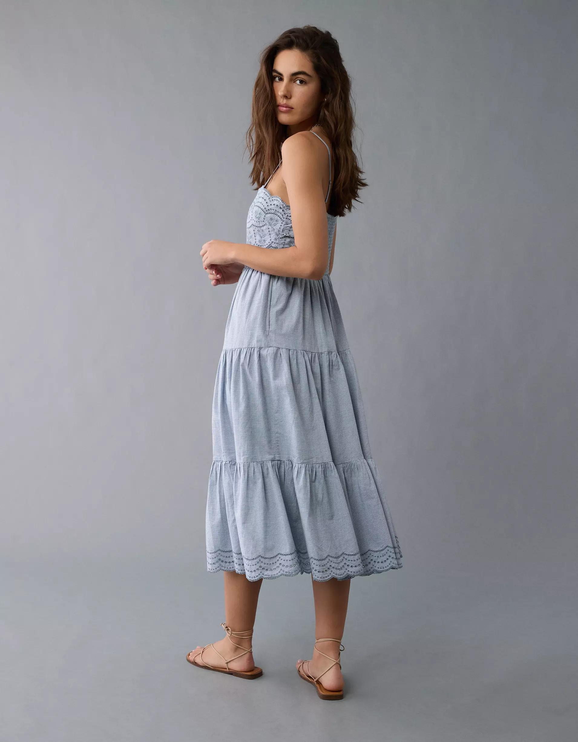 AE Scalloped Tiered Midi Dress Product Image